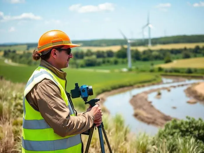 Profesional realizando medición ambiental en campo